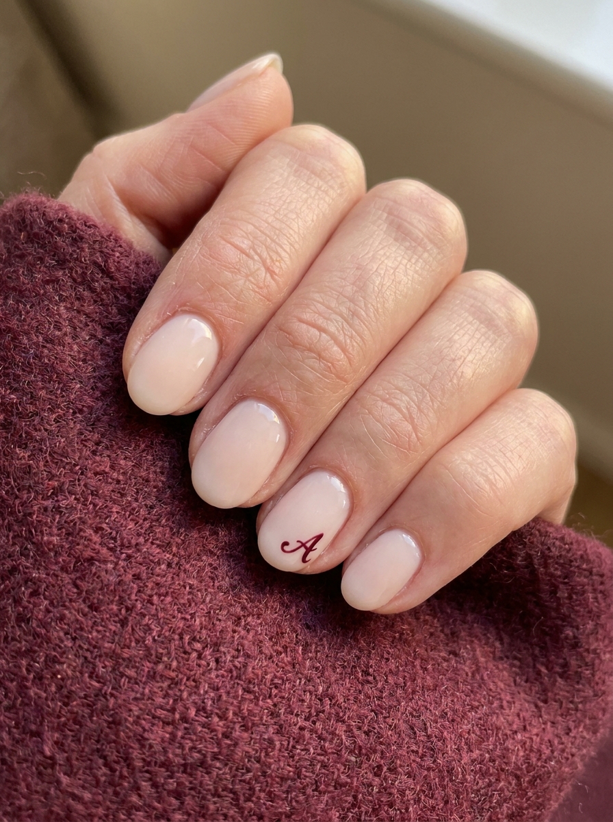 Burgundy Initial Nails als Nägel mit Buchstaben Inspiration 2026